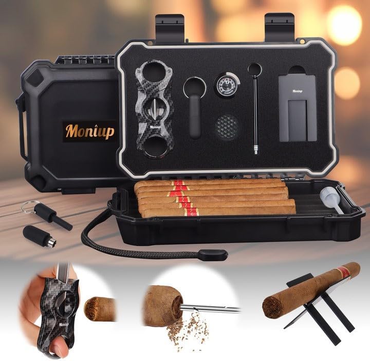 Cigar Cutter Set - Portable Cigar Humidor Set with Cutter,