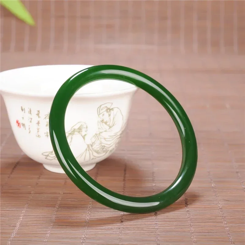Men Accessories Jewellery - Green Jade Round Bracelet 54-66mm Chinese