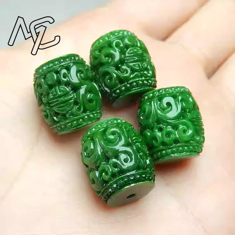 Men Accessories Jewellery - 5pc Natural Green Jade Carving Beads