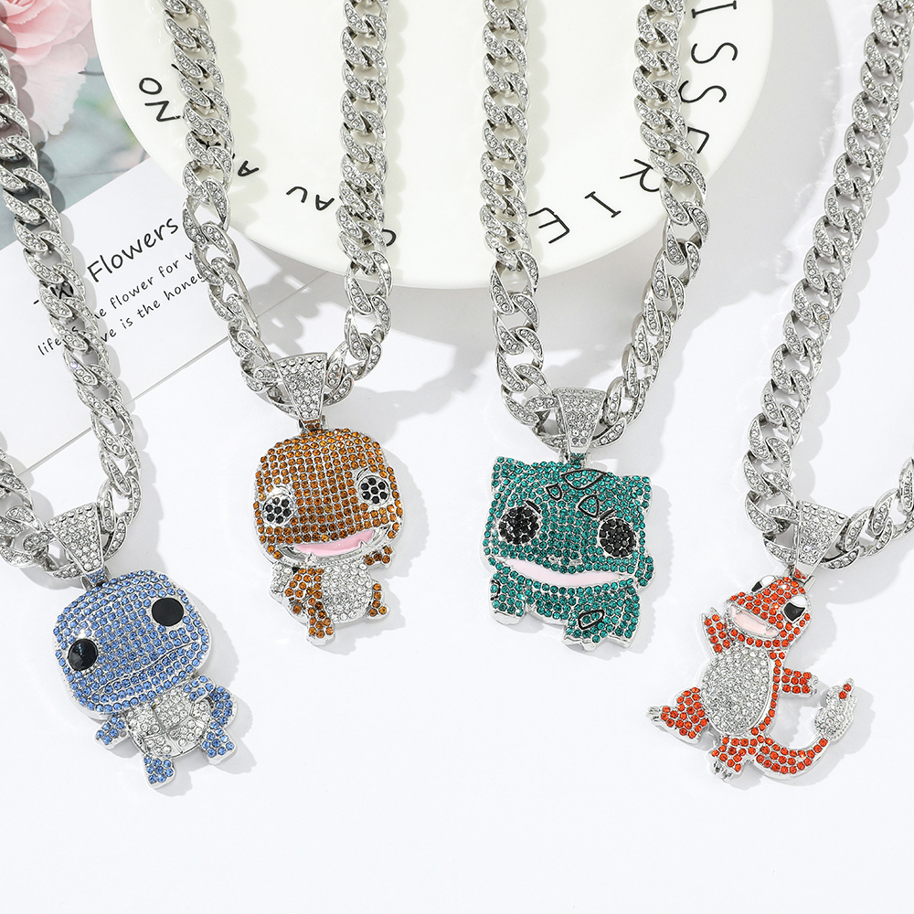 Men'S Accessories Gift Ideas - Hip-Hop Style Rhinestone Necklace Cute Cartoon