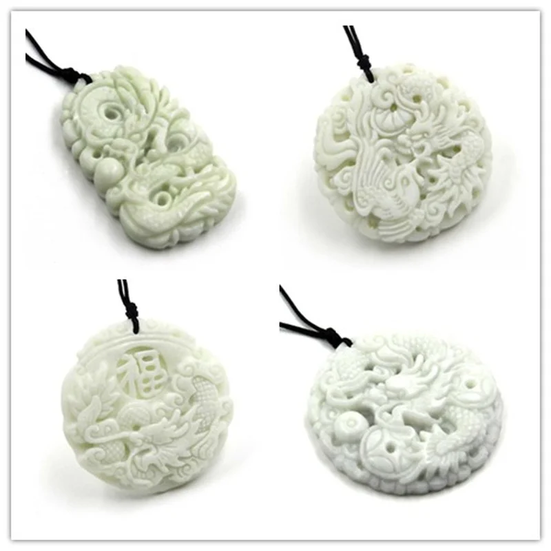 Natural White jade Dragon Phoe - Men Accessories Jewellery บทวิจารณ์และราคา