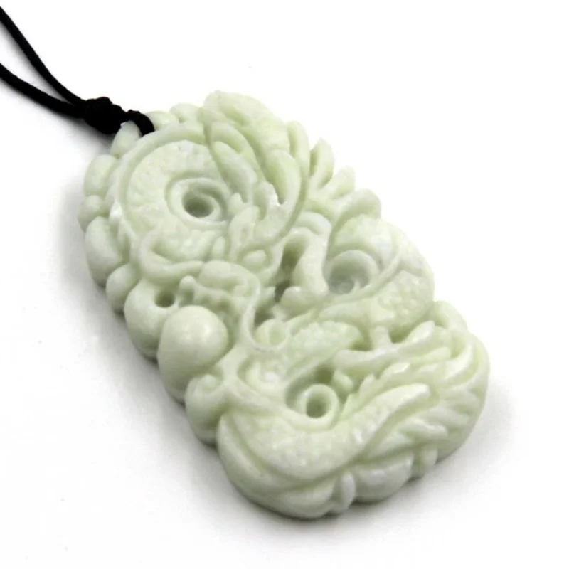 Natural White jade Dragon Phoe - Men Accessories Jewellery บทวิจารณ์และราคา