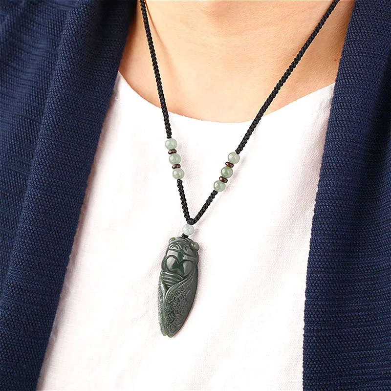 Natural Hetian Jade Cicada Pen - Men Accessories Jewellery บทวิจารณ์และราคา