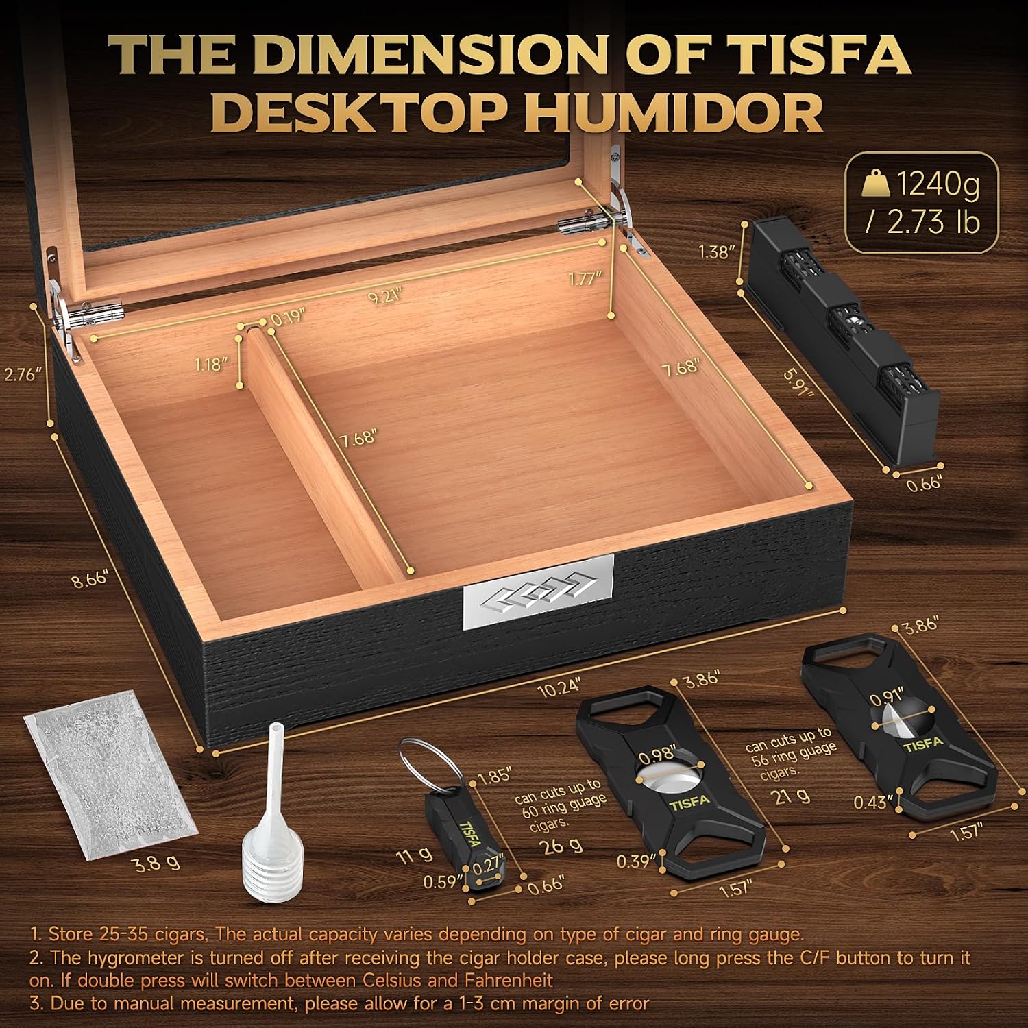 Cedar Wood Cigar Humidor Box S - Cigar Cutter Set บทวิจารณ์และราคา