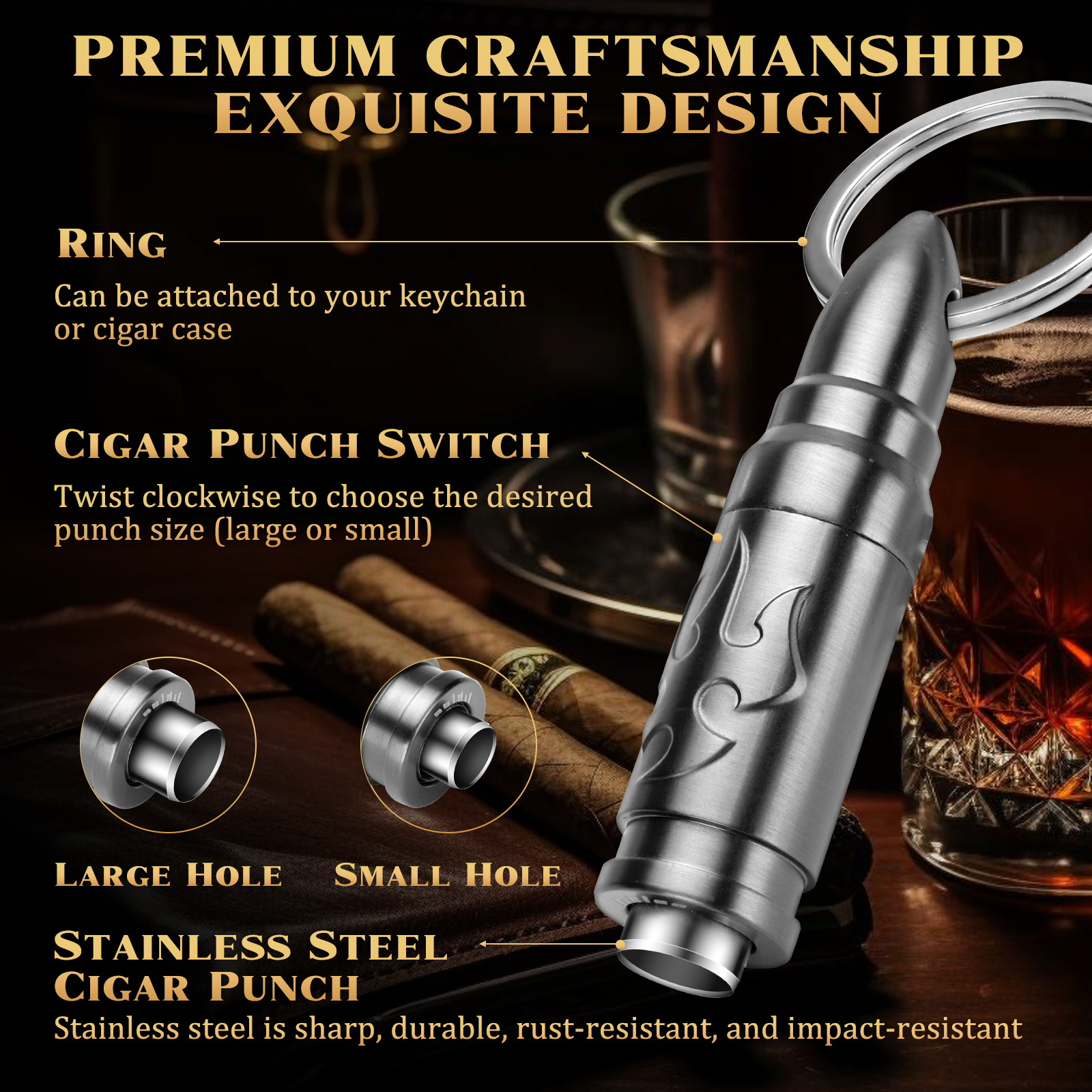 Cigar Punch Cutter Cigar Punch - Cigar Cutter Set บทวิจารณ์และราคา