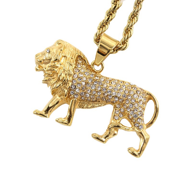 Hip-Hop Crystal Inlaid Lion Pe - Men Accessories Singapore บทวิจารณ์และราคา