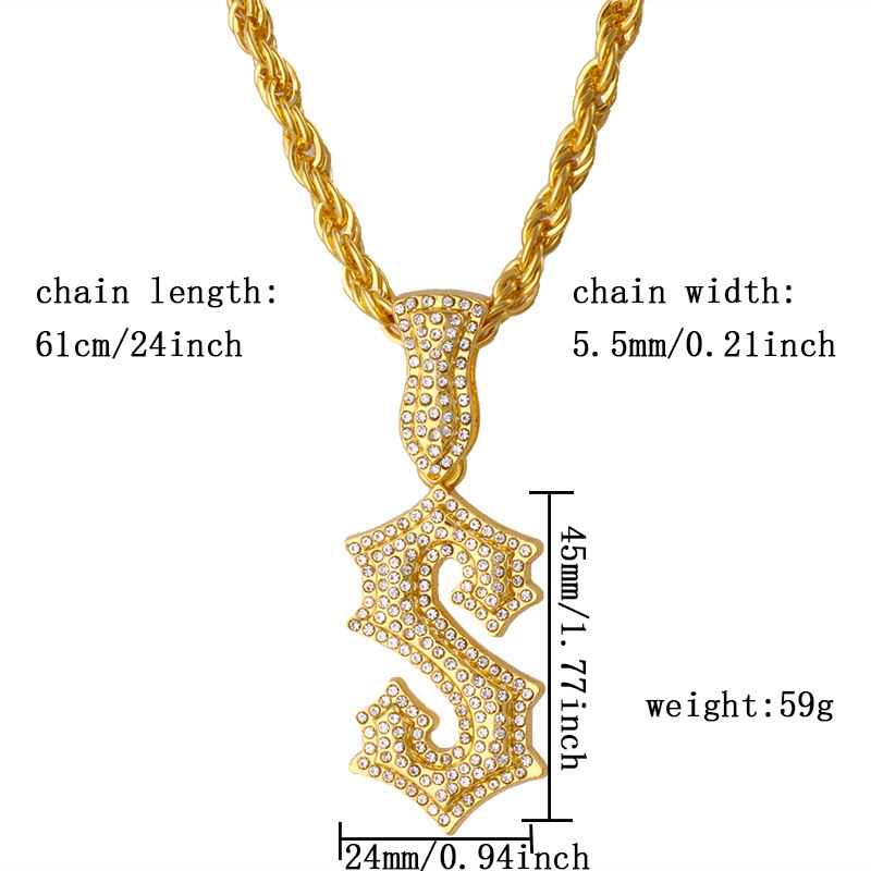 New Letter S Hip Hop Necklace  - Men Accessories Singapore บทวิจารณ์และราคา