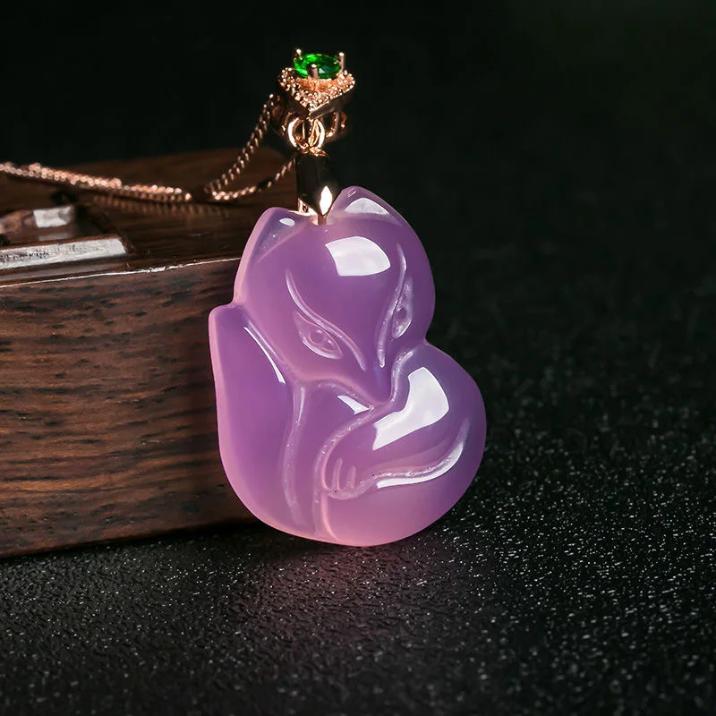 Natural Purple Agate Fox Penda - Men Accessories Jewellery บทวิจารณ์และราคา