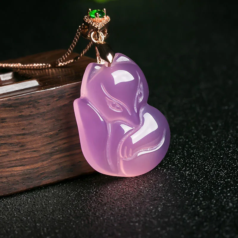 Natural Purple Agate Fox Penda - Men Accessories Jewellery บทวิจารณ์และราคา