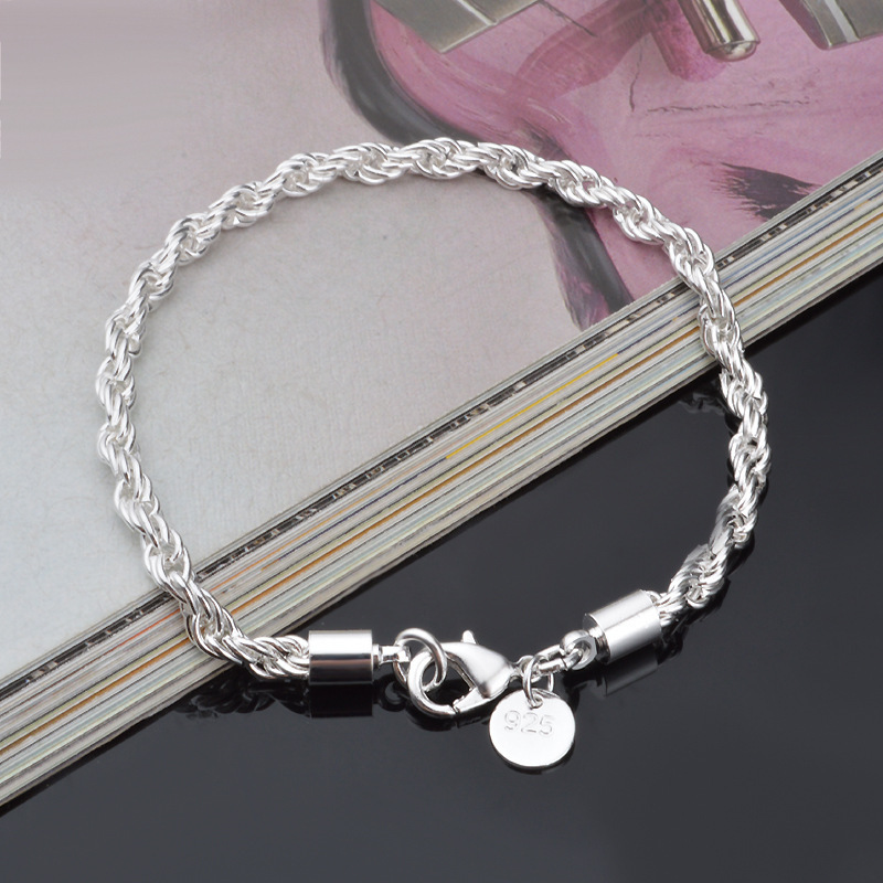 4MM Silver Plated Twisted Rope - Men Accessories Singapore บทวิจารณ์และราคา