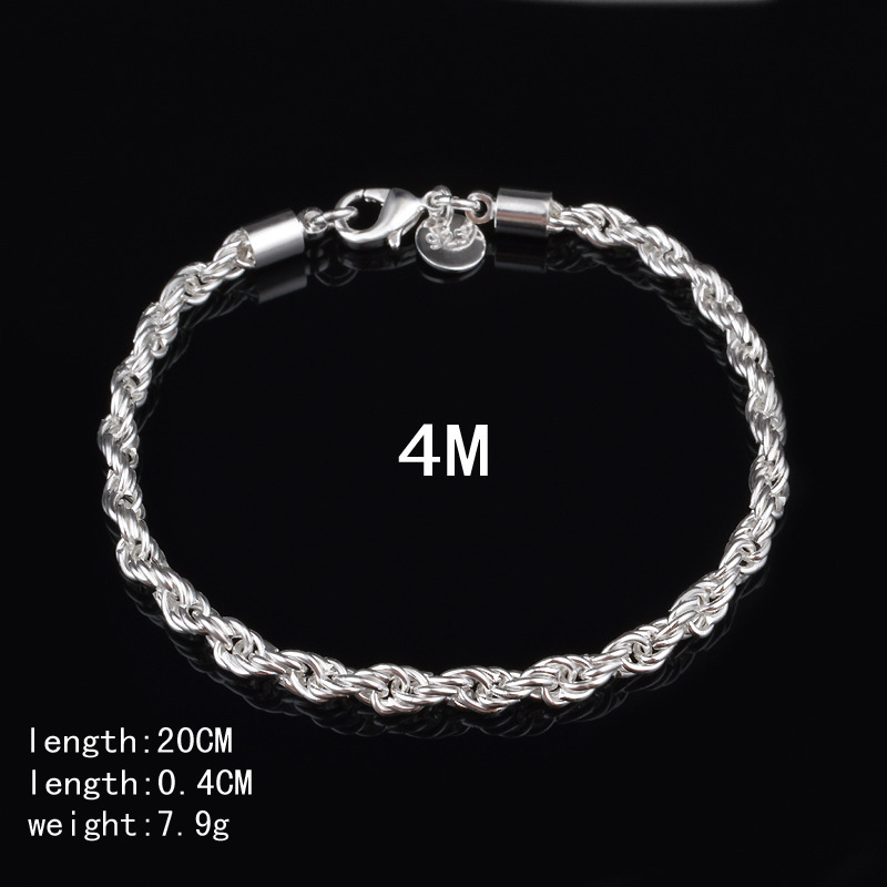 4MM Silver Plated Twisted Rope - Men Accessories Singapore บทวิจารณ์และราคา