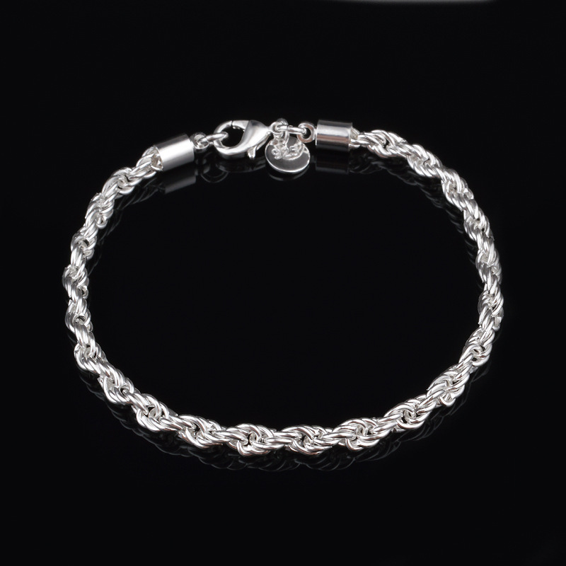 4MM Silver Plated Twisted Rope - Men Accessories Singapore บทวิจารณ์และราคา