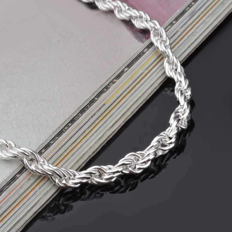 4MM Silver Plated Twisted Rope - Men Accessories Singapore บทวิจารณ์และราคา