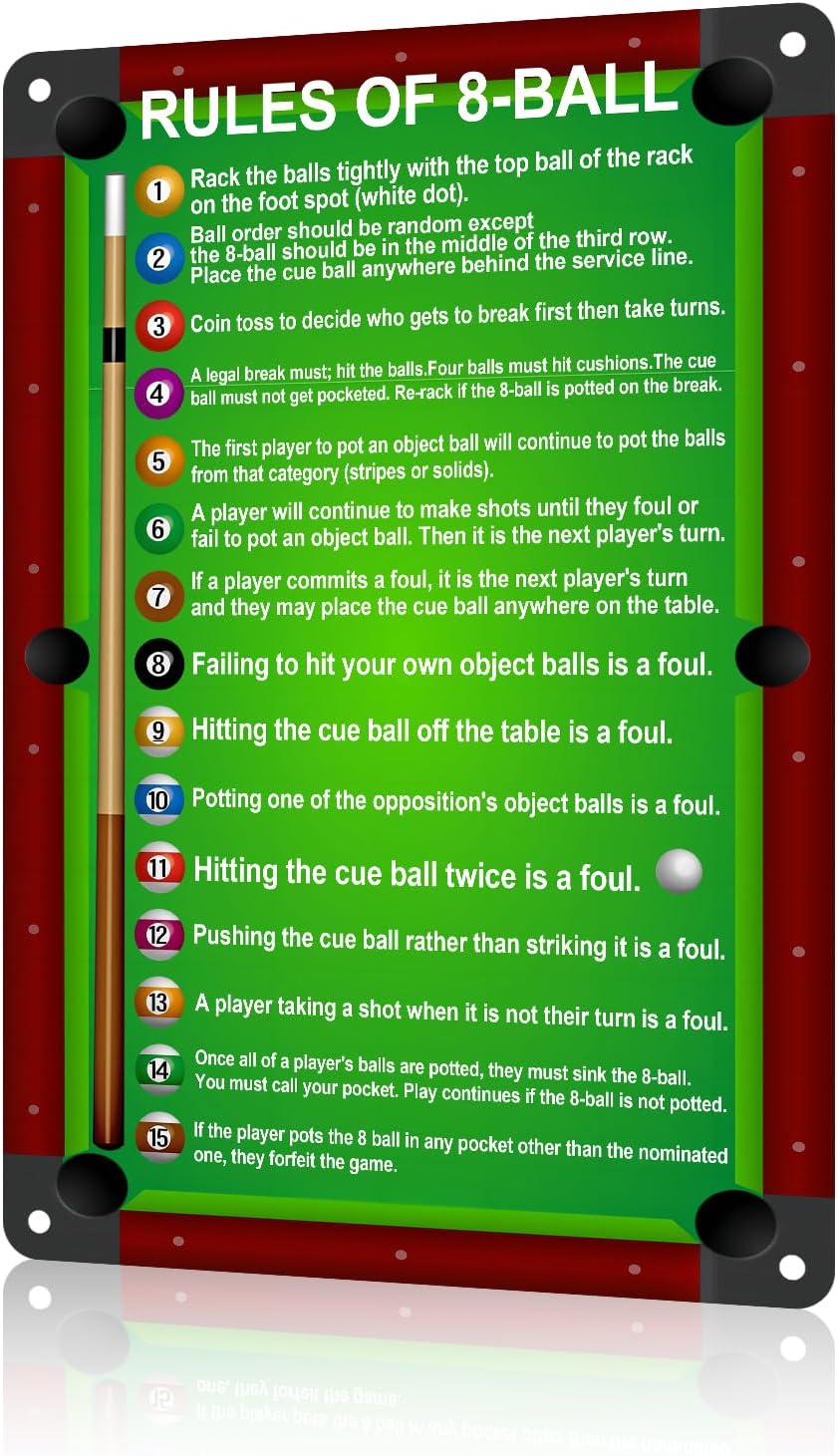 Billiard Rules 8 Ball Metal Si - Men Accessories Rule บทวิจารณ์และราคา