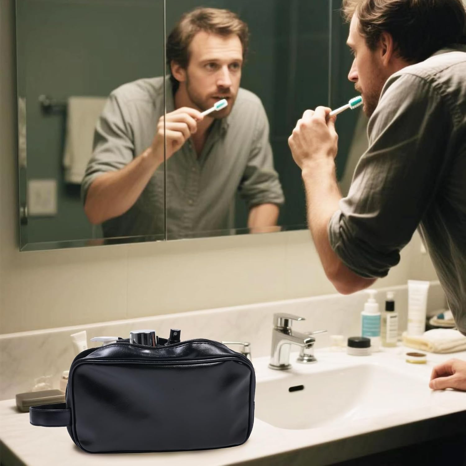 Men Large Travel Dopp Kit Toil - Men Accessories Kit Bag บทวิจารณ์และราคา