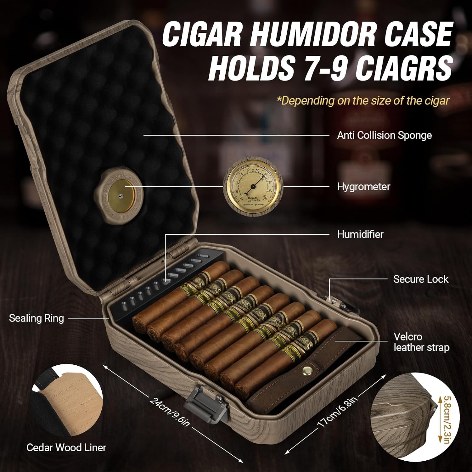 Travel Cigar Humidor Case - Ce - Cigar Cutter Set บทวิจารณ์และราคา