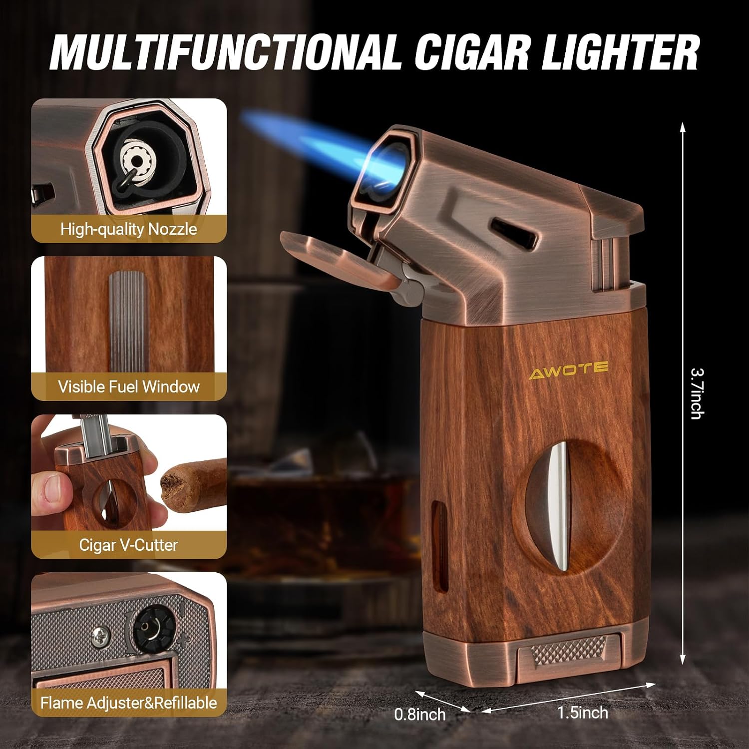 Travel Cigar Humidor Case - Ce - Cigar Cutter Set บทวิจารณ์และราคา
