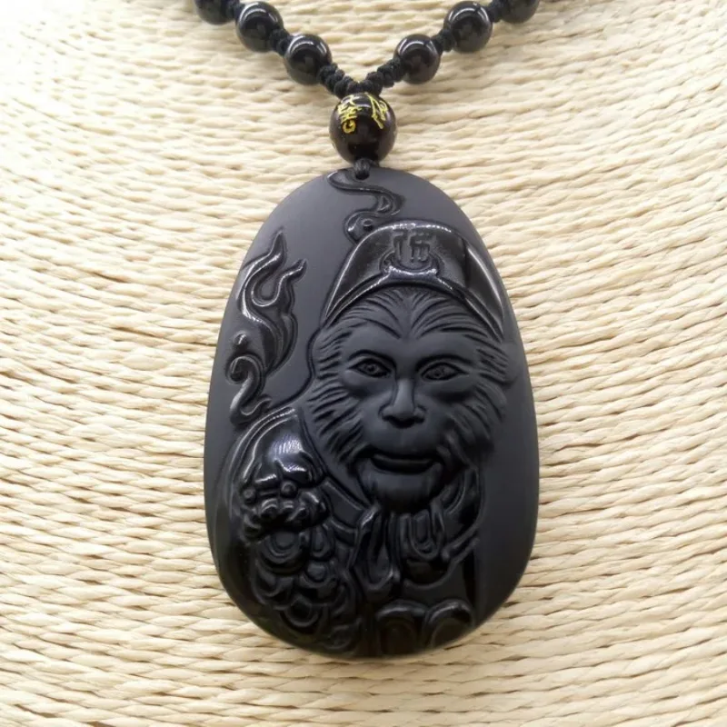 Natural Obsidian Sun WuKong Pe - Men Accessories Jewellery บทวิจารณ์และราคา