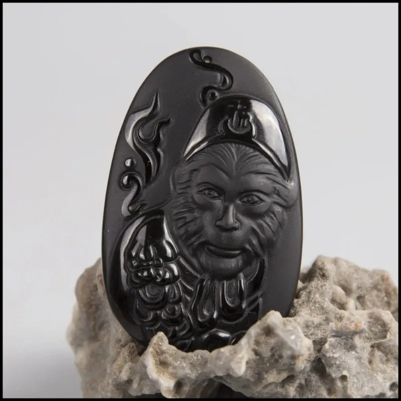 Natural Obsidian Sun WuKong Pe - Men Accessories Jewellery บทวิจารณ์และราคา