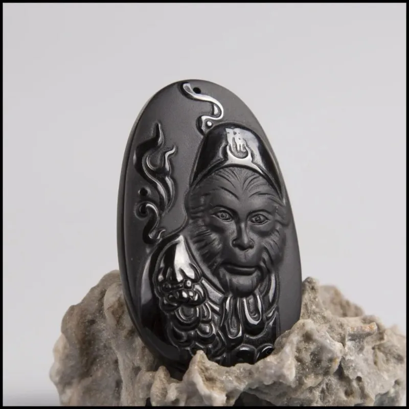 Natural Obsidian Sun WuKong Pe - Men Accessories Jewellery บทวิจารณ์และราคา