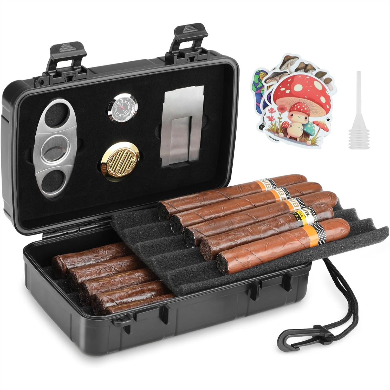Portable Cigar Humidor Holds 1 - Cigar Cutter Set บทวิจารณ์และราคา