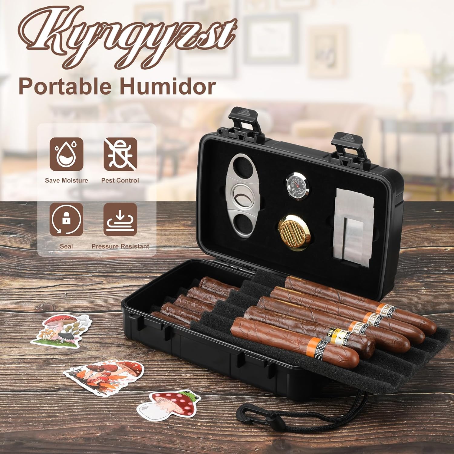 Portable Cigar Humidor Holds 1 - Cigar Cutter Set บทวิจารณ์และราคา
