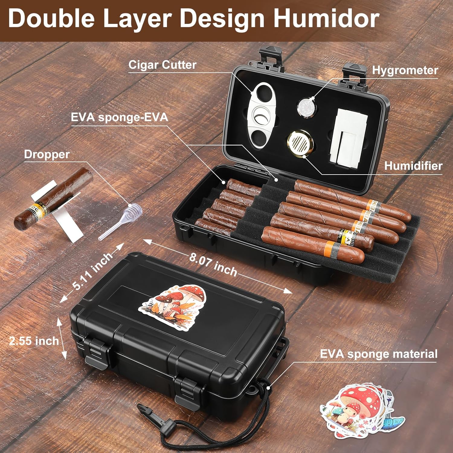 Portable Cigar Humidor Holds 1 - Cigar Cutter Set บทวิจารณ์และราคา