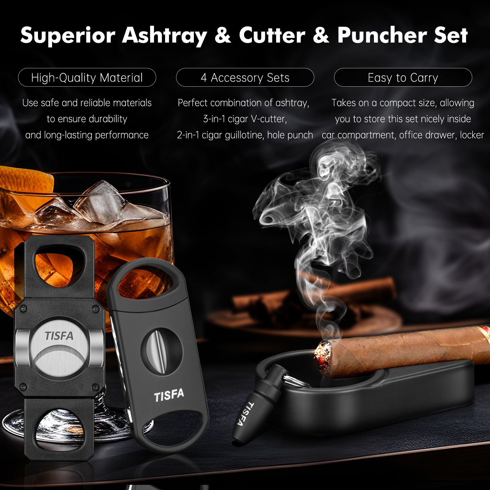 Cigar Ashtray Set, Cigar Punch - Cigar Cutter Set บทวิจารณ์และราคา