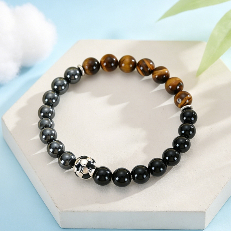 Soccer Bracelet Black Obsidian - Men'S Accessories Gift Ideas บทวิจารณ์และราคา