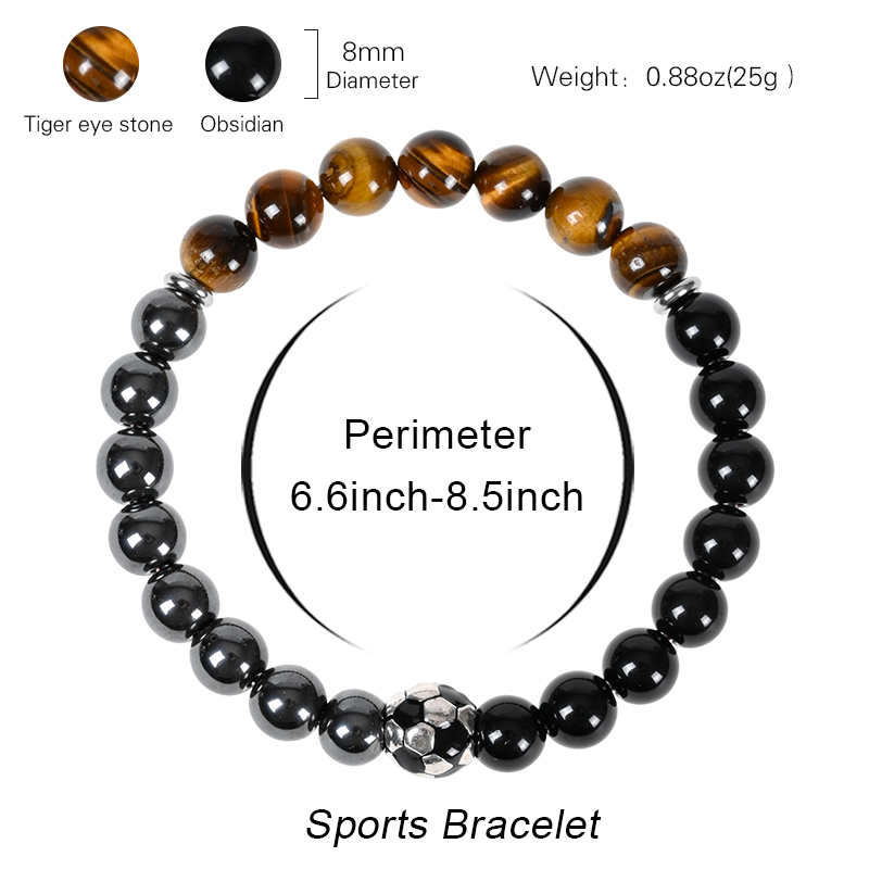 Soccer Bracelet Black Obsidian - Men'S Accessories Gift Ideas บทวิจารณ์และราคา