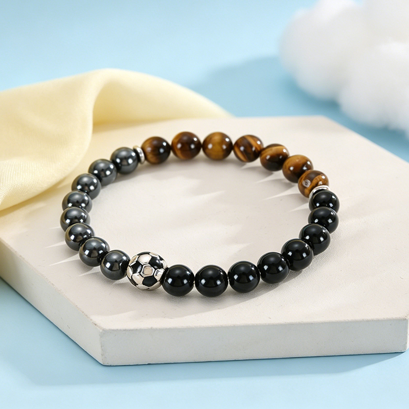 Soccer Bracelet Black Obsidian - Men'S Accessories Gift Ideas บทวิจารณ์และราคา