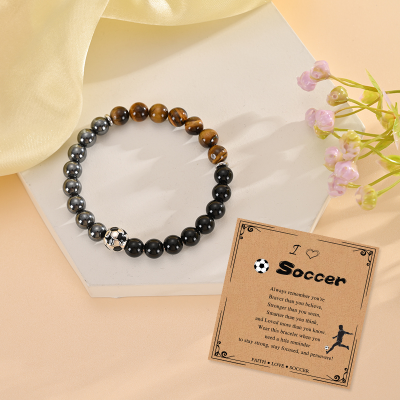Soccer Bracelet Black Obsidian - Men'S Accessories Gift Ideas บทวิจารณ์และราคา